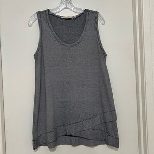 Soft Surroundings Striped Tunic Tank Top Navy Blue/White Sleeveless Waldport M